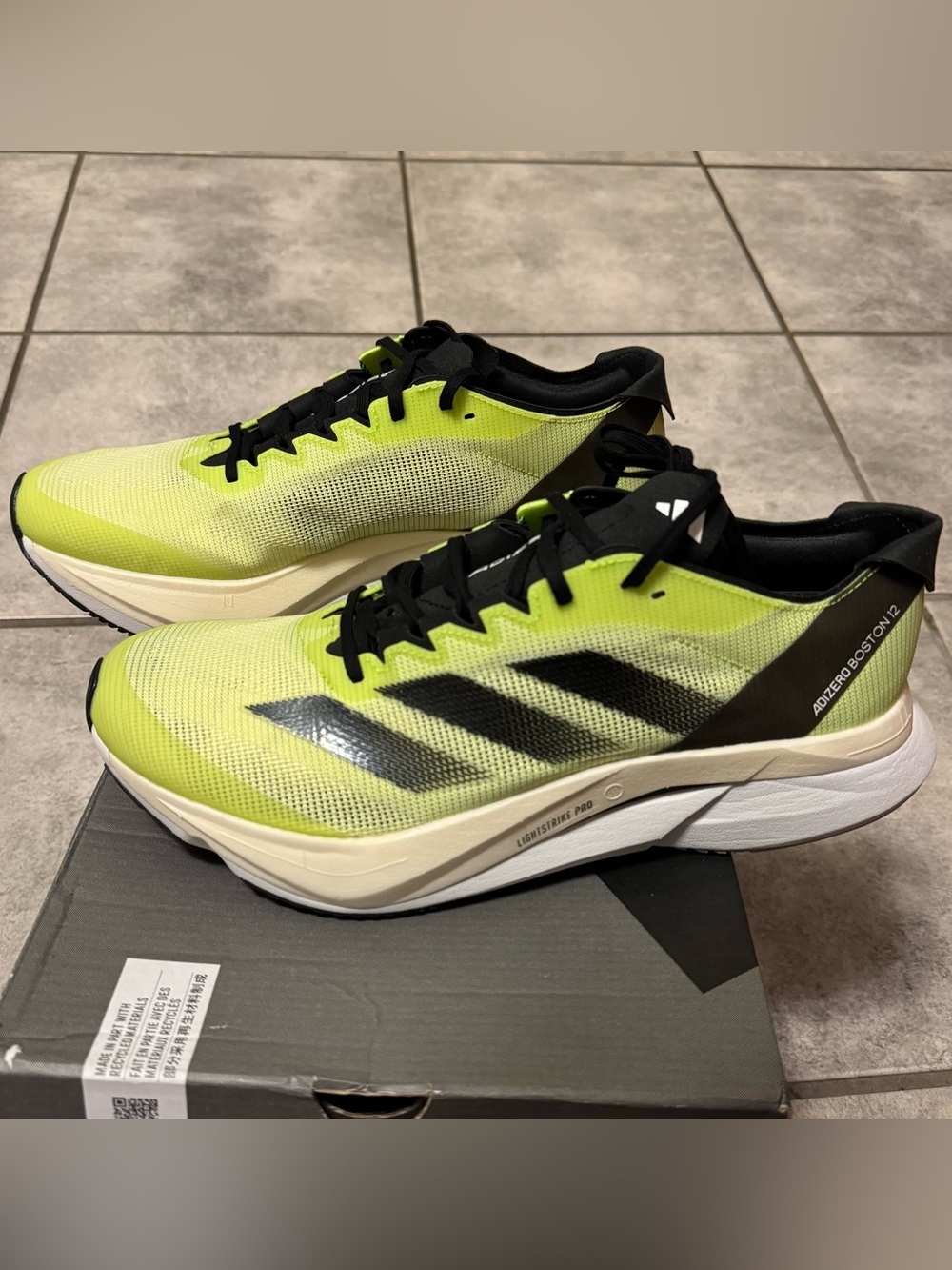 Adidas Adizero Boston 12 M “Lucid Lemon black” Running Men’s size 8.5